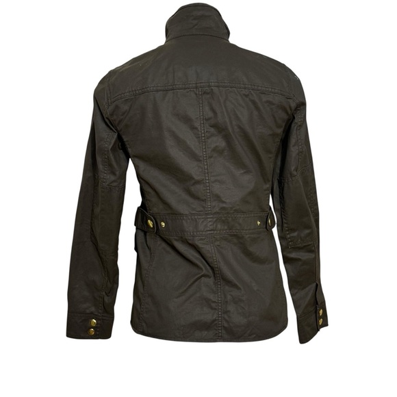 J. Crew Downtown Field utilitarian Jacket funnel neck waxed cotton military. - Picture 2 of 4